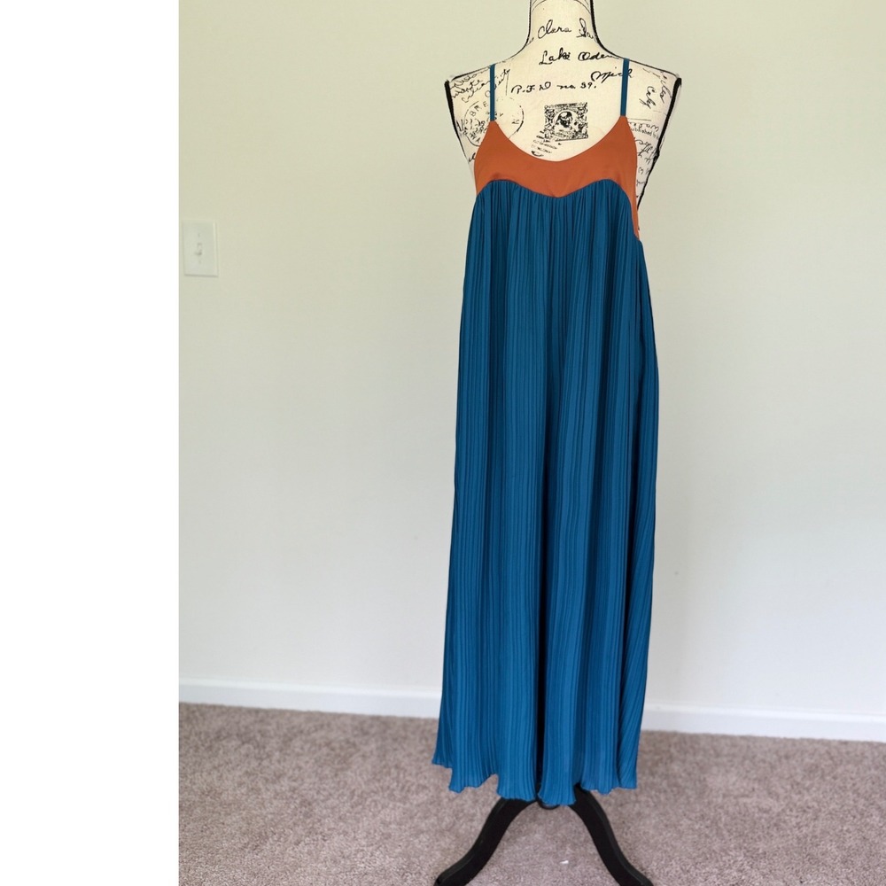 Nasty Gal Collection Plisse Wide Leg Jumpsuit Teal Orange Two Tone Size 4‎ - Picture 11 of 16